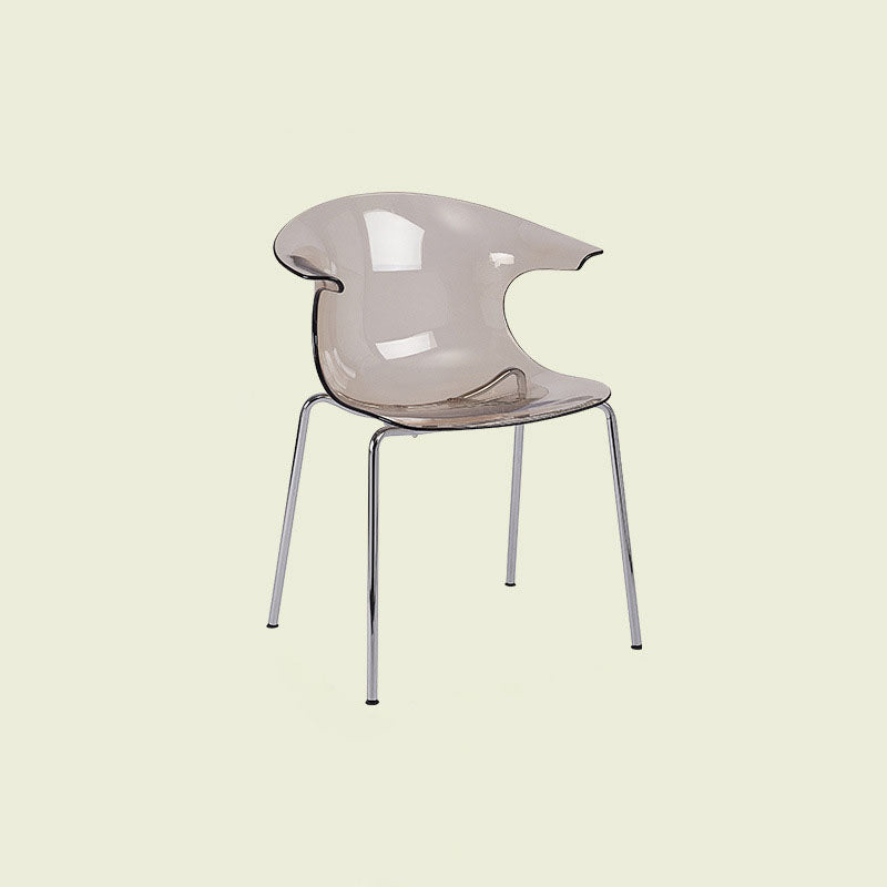 Minimalist Curved Plastic Metal Dining Chair