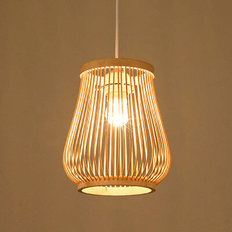 Japanese Zen Bamboo Lantern Pendant Light