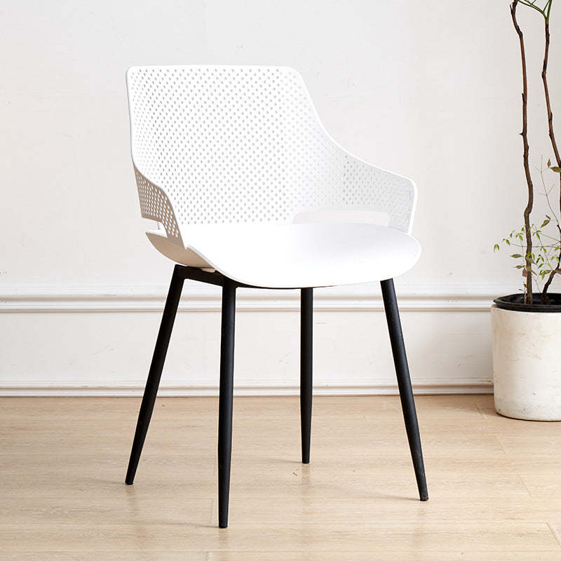 Minimalist Plastic Iron Dining Chair With Armrest