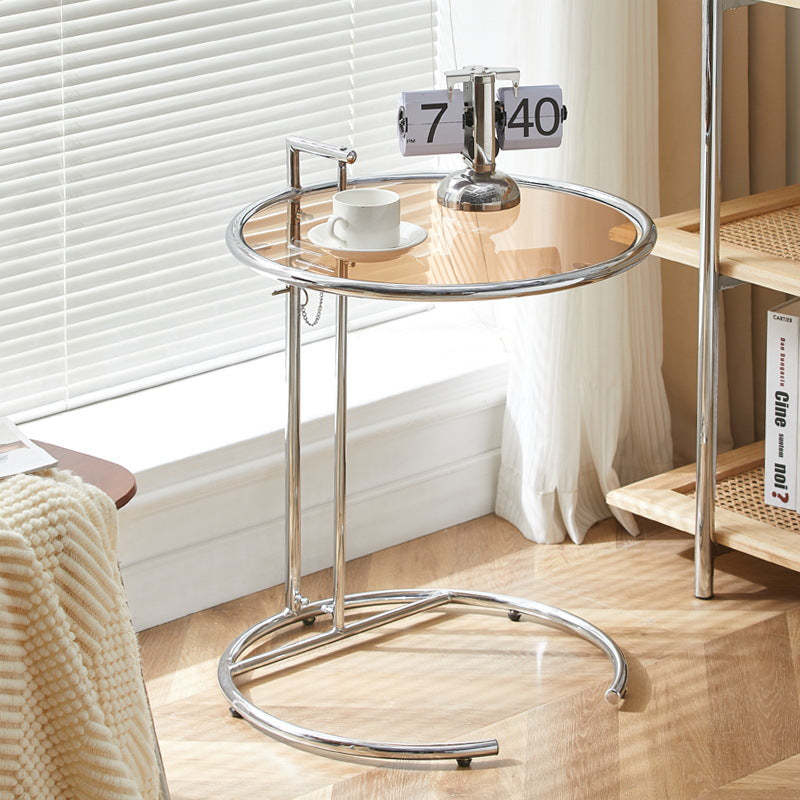 Minimalist Round Glass Steel Coffee Table