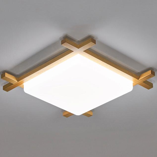 Modern Solid Wood Japanese Tatami LED Flush Mount Light