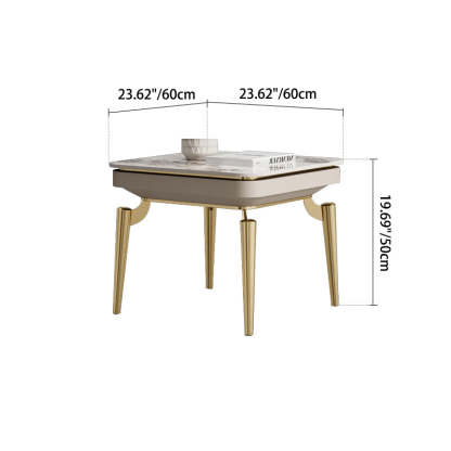 Modern Clover Slate Steel 4-Leg Side Table