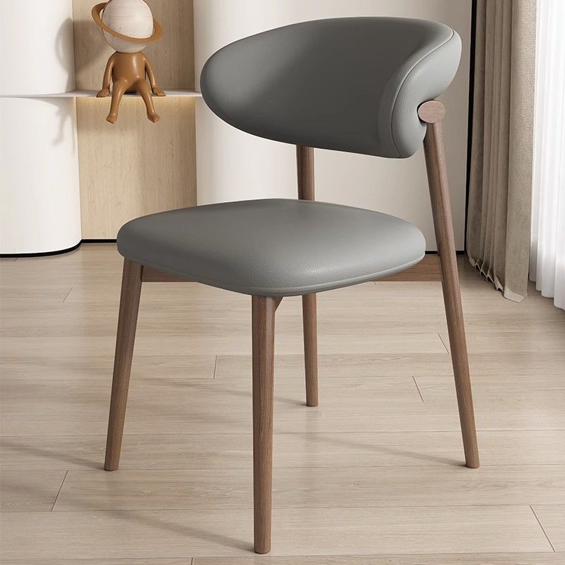 Nordic Leather Metal Dining Chair — Khaki + White Frame