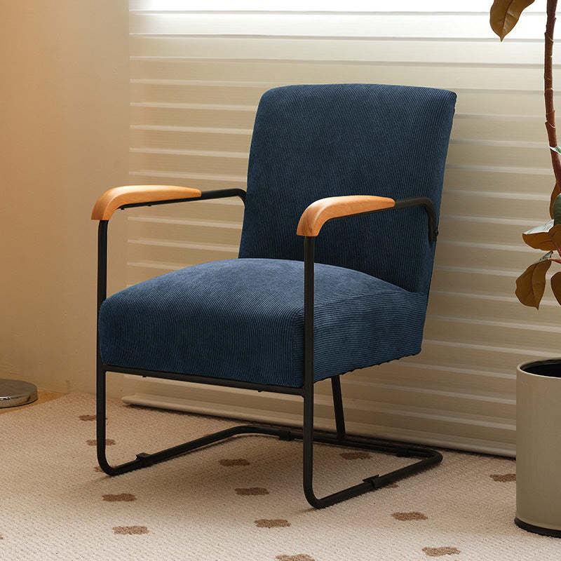 Scandinavian Corduroy Wood Square Accent Chair