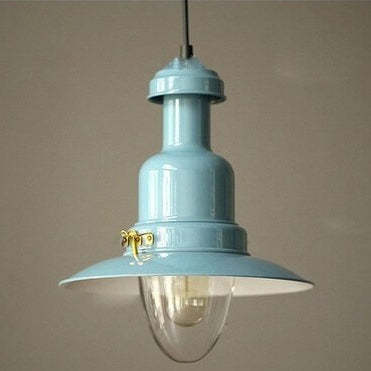 Scandinavian Industrial Iron Lacquered Round Pendant Light