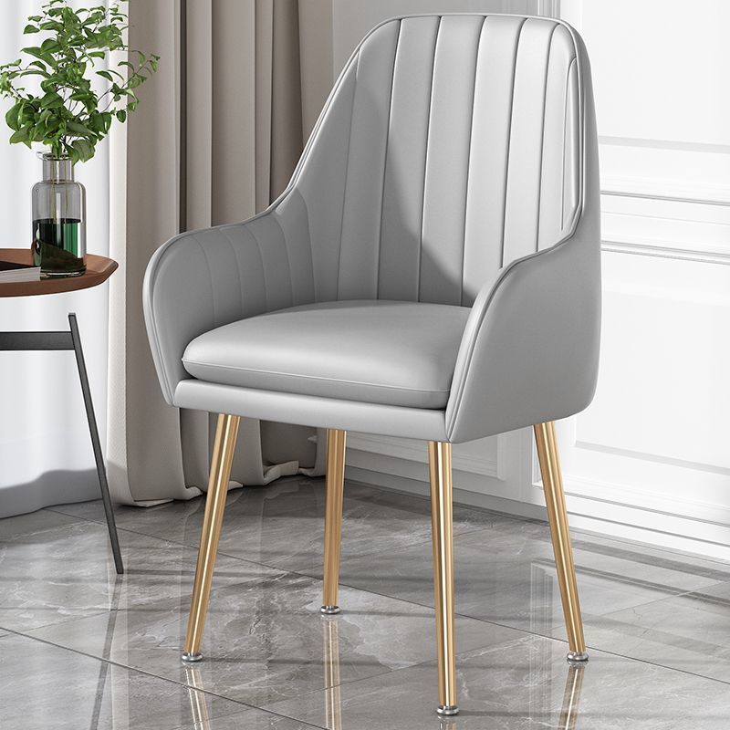 Scandinavian Velvet Leather Metal Vanity Stool — Sponge / Beige & Gold / Leather