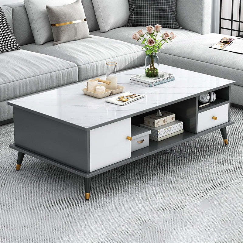 Nordic Rectangular Engineered Wood Iron Coffee Table