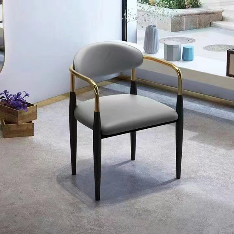 Modern Leather Metal Cushion Dining Chair