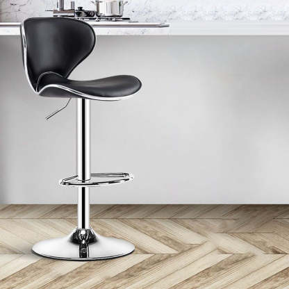 Minimalist Napa Leather Metal Bar Stool