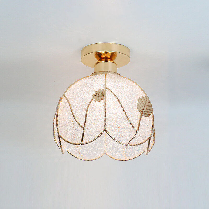 European Glass Gold Semi-Flush Ceiling Light — D / 110V-120V For US/CA