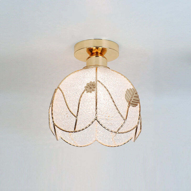 European Glass Gold Semi-Flush Ceiling Light — D / 110V-120V For US/CA