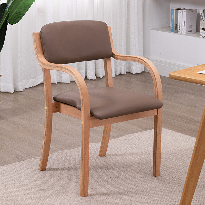 Modern Fabric Wood Curved Dining Chair — Gray