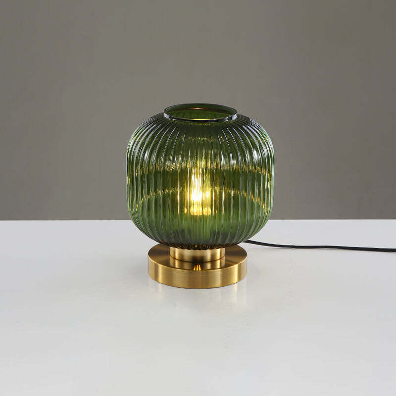 Nordic Striped Glass Oval Table Lamp