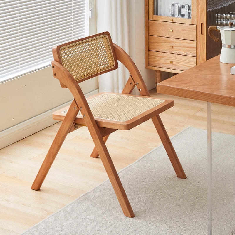 Vintage Rattan Rubberwood Dining Chair