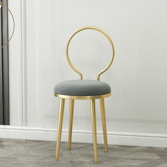 Minimalist Round Velvet Leather Metal Vanity Stool