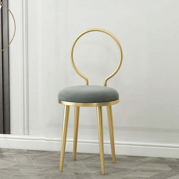 Minimalist Round Velvet Leather Metal Vanity Stool