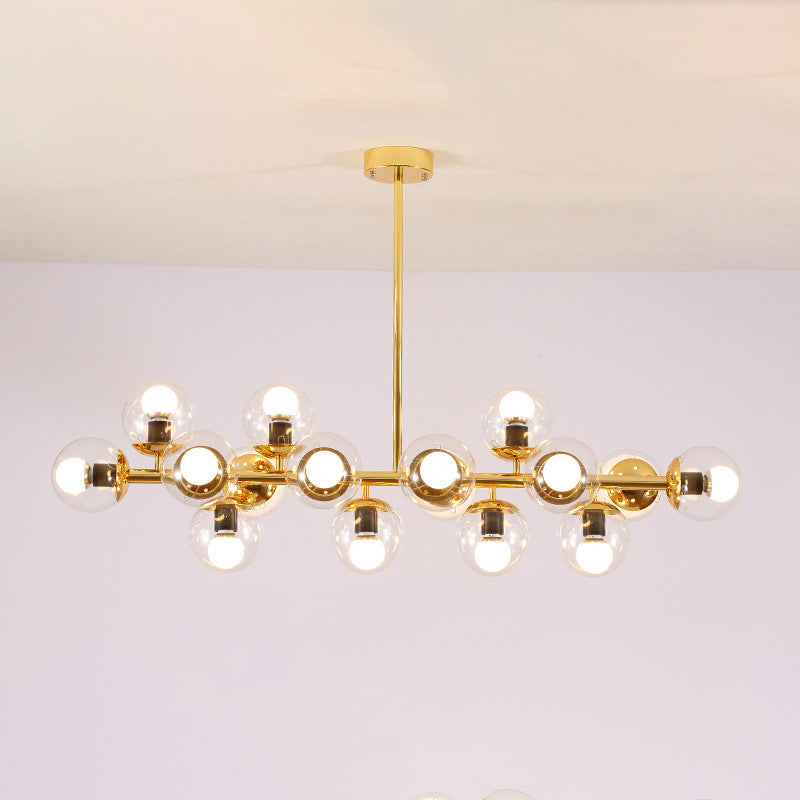 Scandinavian Long Globe Iron Island Chandelier