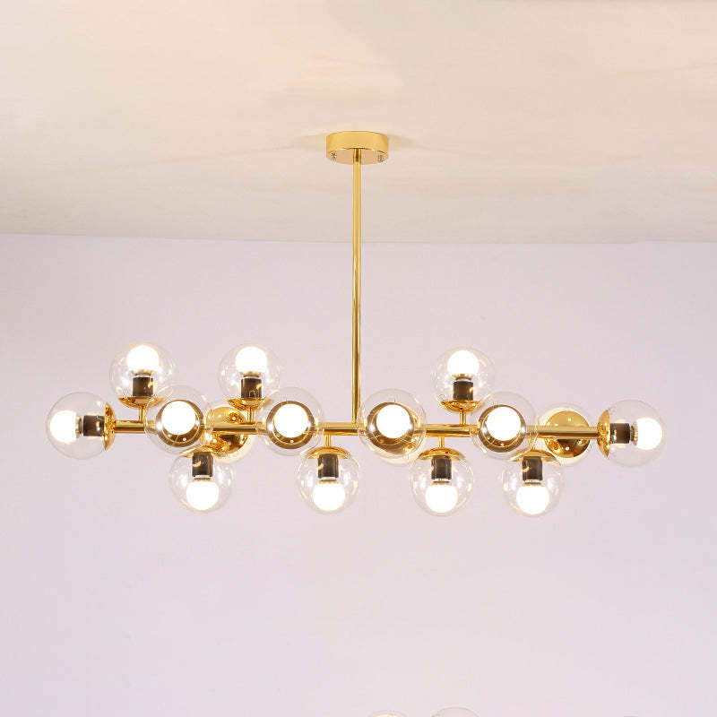 Scandinavian Long Globe Iron Island Chandelier
