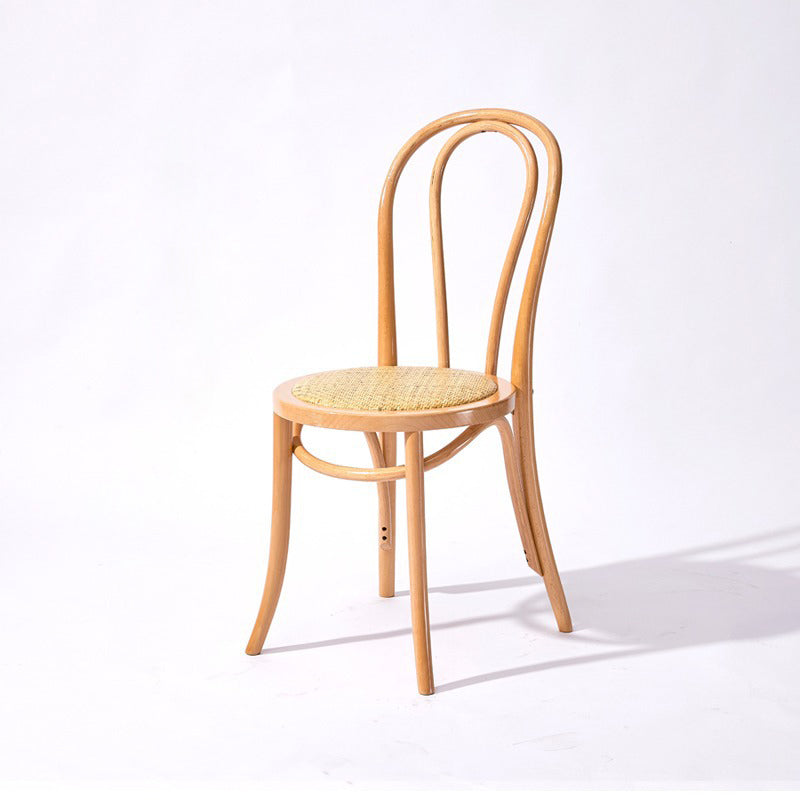 Scandinavian Round Rattan Wood Vanity Stool