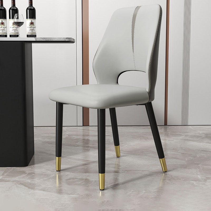 Modern Leather Steel Cushion Dining Chair