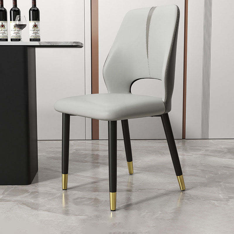 Modern Leather Steel Cushion Dining Chair