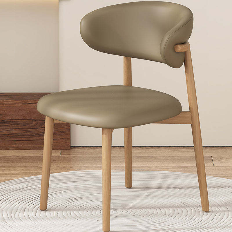 Minimalist Curved Iron Leather Armless Chair