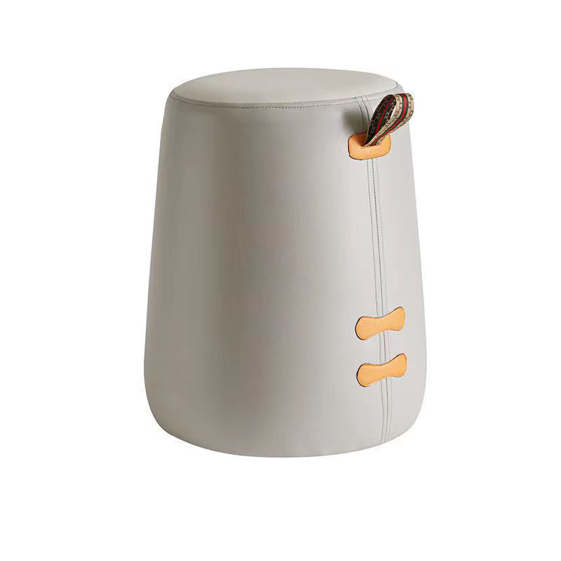 Contemporary Cylinder Fabric Pouf Stool