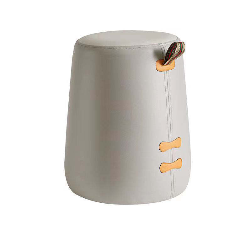 Contemporary Cylinder Fabric Pouf Stool