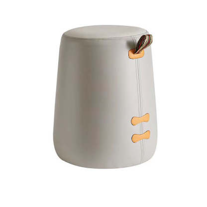 Contemporary Cylinder Fabric Pouf Stool