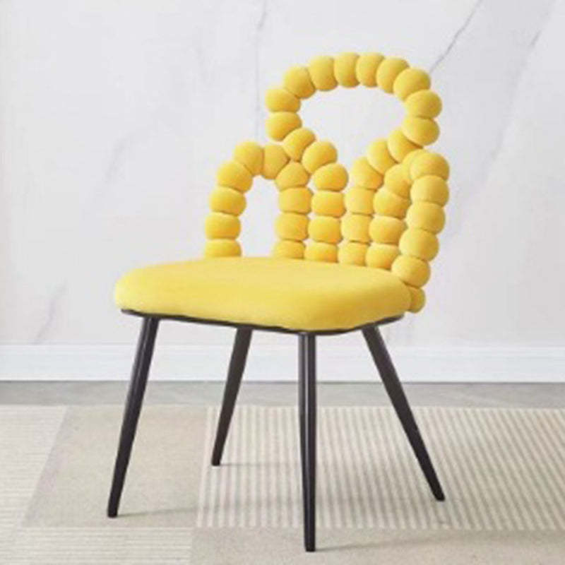 Scandinavian Velvet Heart Ball Vanity Stool — B - Yellow