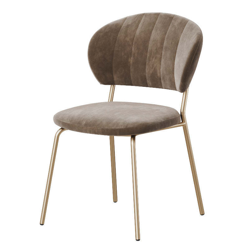 Nordic Round Upholstered Dining Chair — Flannel White Seat + Black Legs