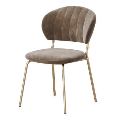 Nordic Round Upholstered Dining Chair — Flannel White Seat + Black Legs