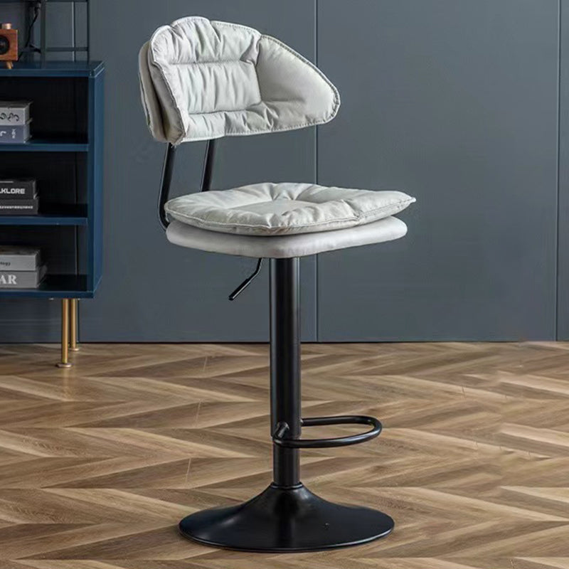 Minimalist Leather Metal Bar Stool With Backrest Adjustable