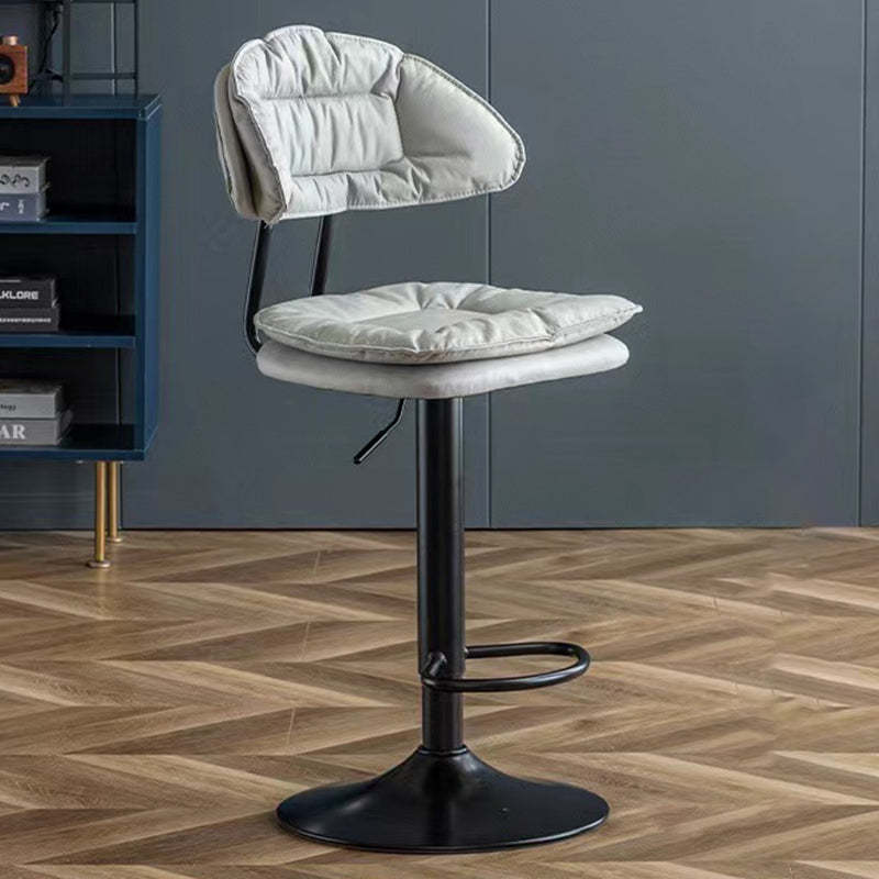 Minimalist Leather Metal Bar Stool With Backrest Adjustable