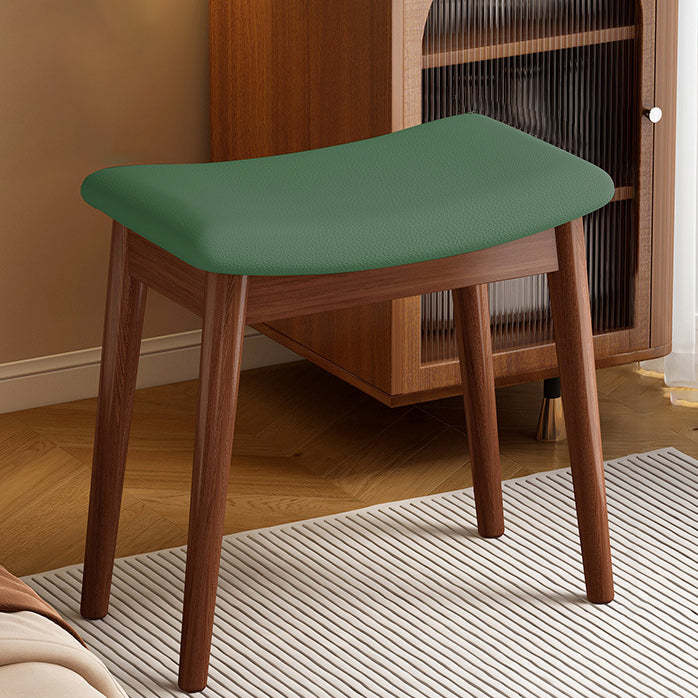Vintage PU Leather Wood Square Footstool