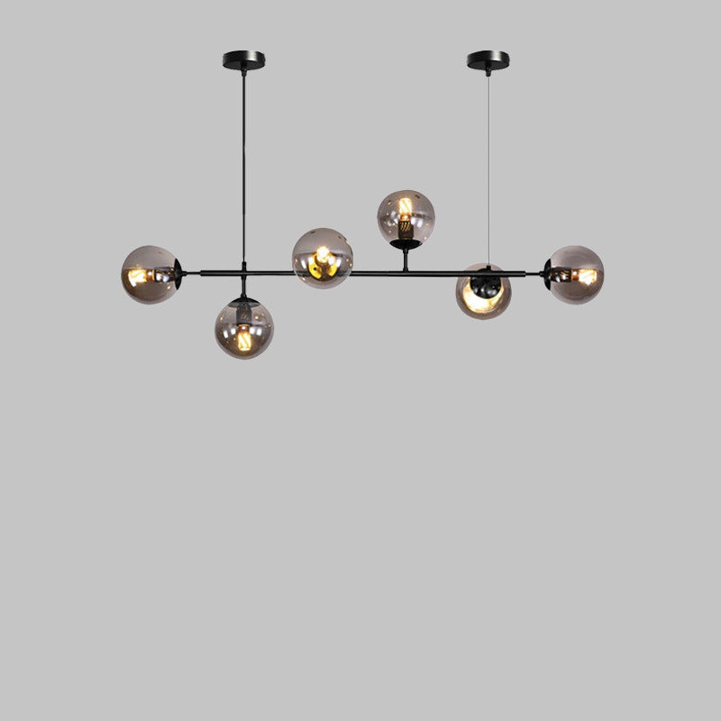 Minimalist Long Glass Globe Island Chandelier