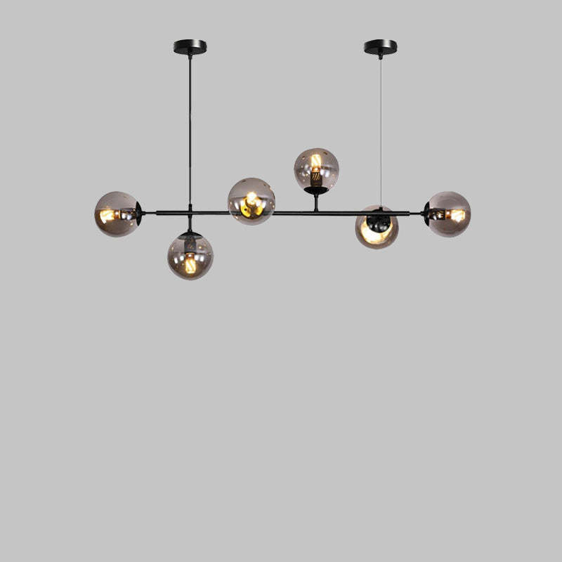 Minimalist Long Glass Globe Island Chandelier