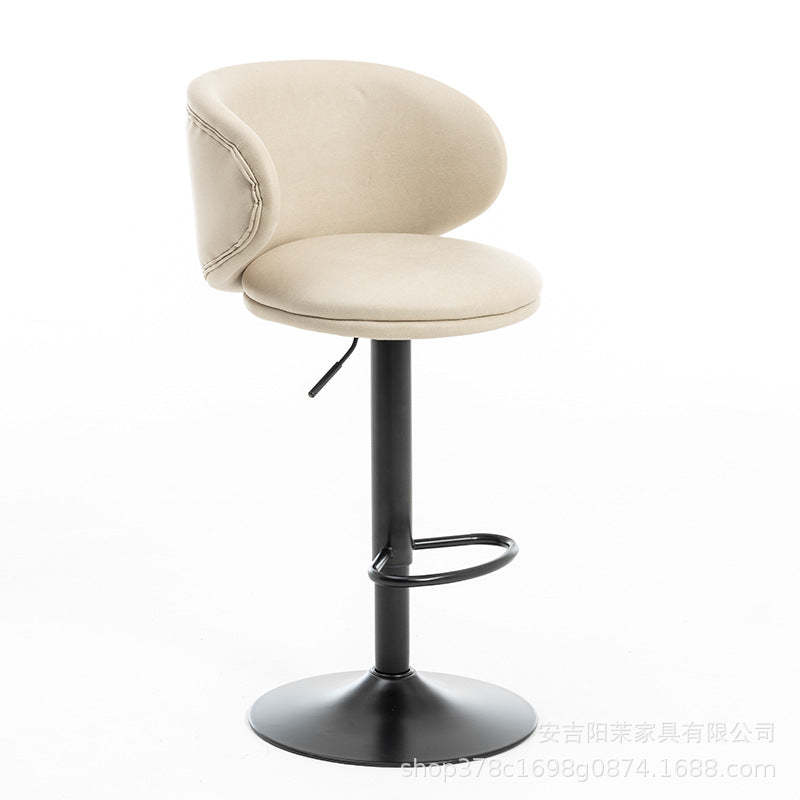 Minimalist round bar & counter stools in steel — Khaki / Black