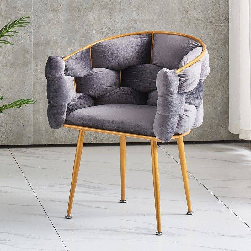 Minimalist U-Shape Metal Leather Vanity Stool