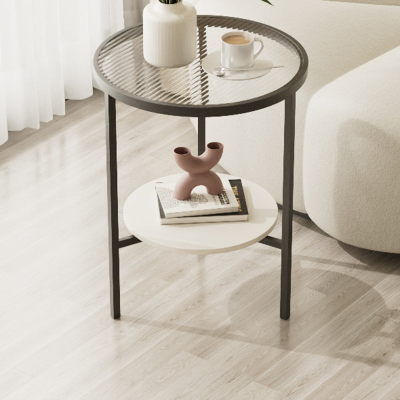 Minimalist Glass Sintered Stone Round Coffee Table 1-Shelf