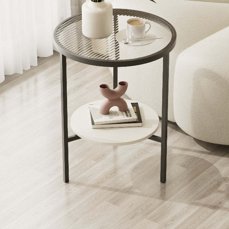 Minimalist Glass Sintered Stone Round Coffee Table 1-Shelf