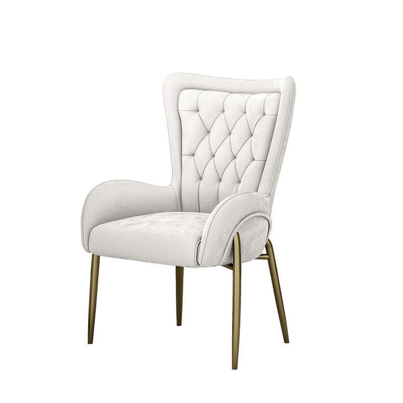 Luxury curved gray dining chairs & benches, Lighom — Velvet / Beige