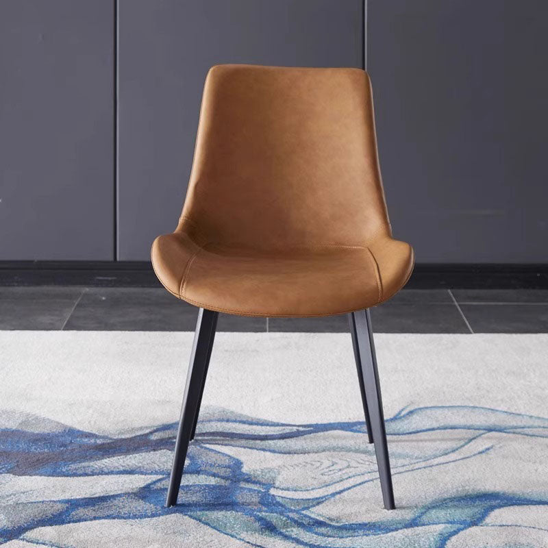 Scandinavian Leather Steel Curved Dining Chair