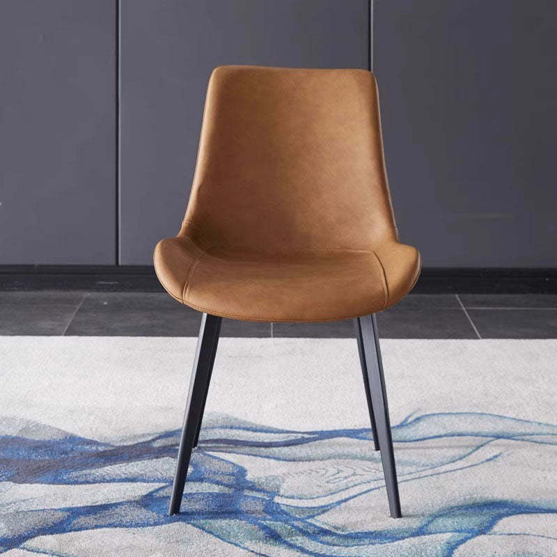 Scandinavian Leather Steel Curved Dining Chair