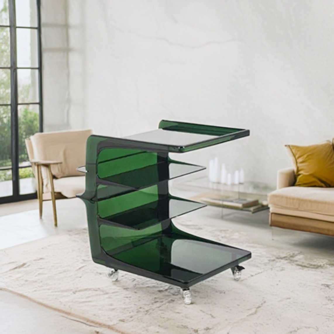 Lighom c-shape end steel wood end & side tables for living room