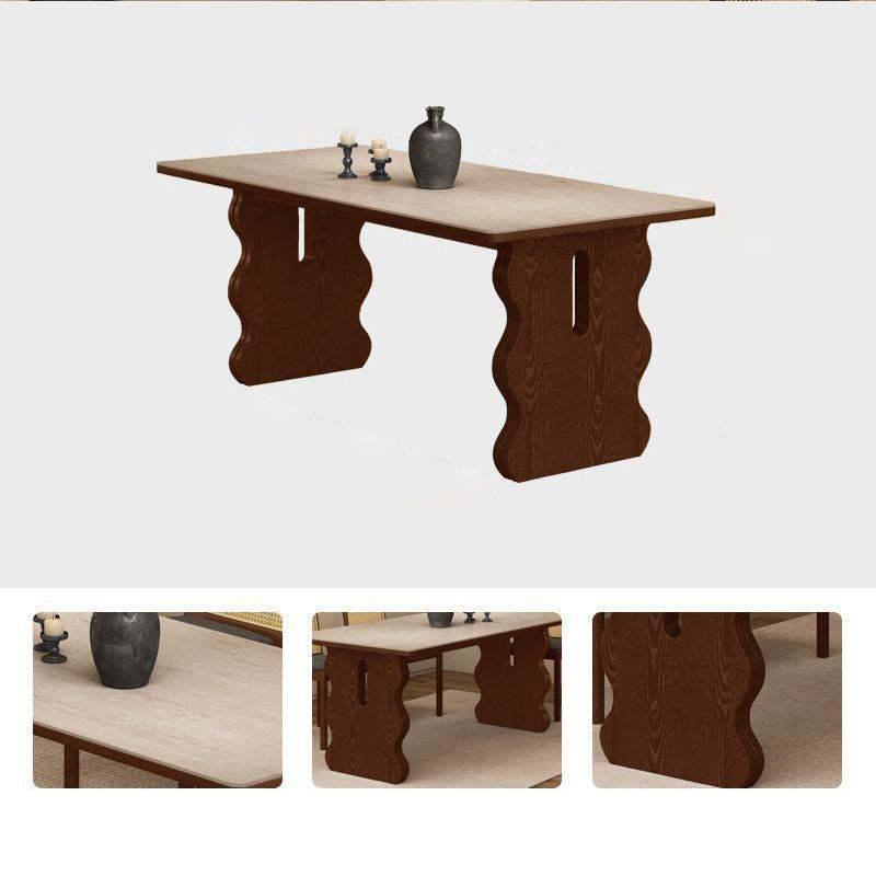 Retro Wave Wood Slate Dining Table
