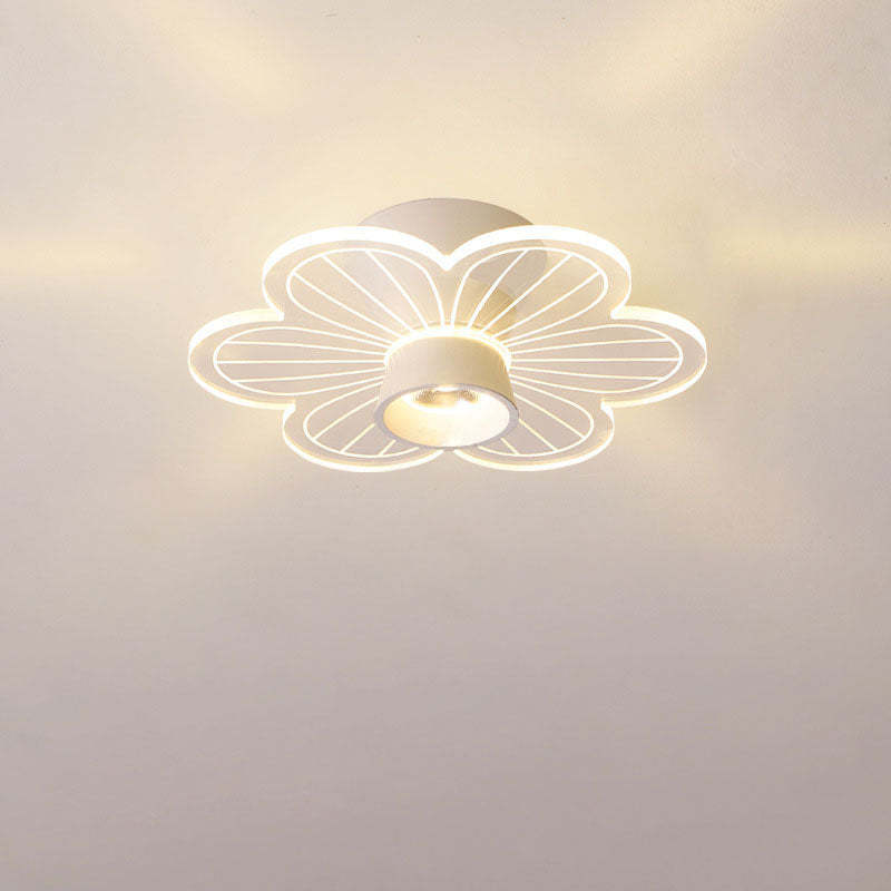 Round Rose Flower Iron Acrylic LED Flush Ceiling Light