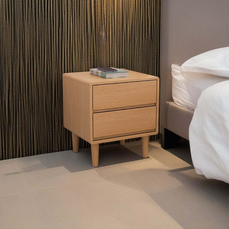 Modern Cubic Rubber Wood 1/2-Drawer Nightstand