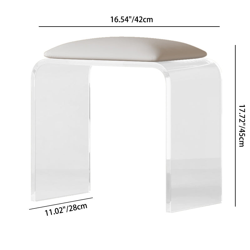 Minimalist Acrylic Leather Vanity Stool — Gray + Gray Cushion
