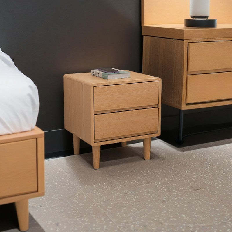 Modern Cubic Rubber Wood 1/2-Drawer Nightstand